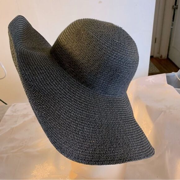 DIST RICT Wide Brim Floppy Straw Hat Black Sz M/L Gorgeous - Picture 5 of 7